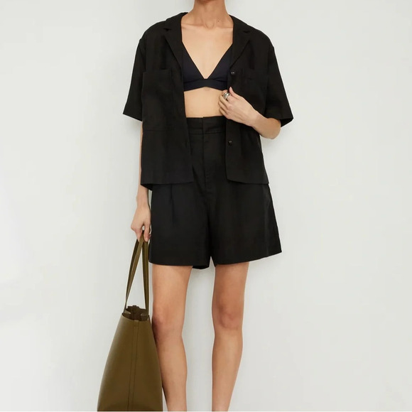 Everlane The Linen Workwear Shirt in black size XXS - Picture 3 of 10